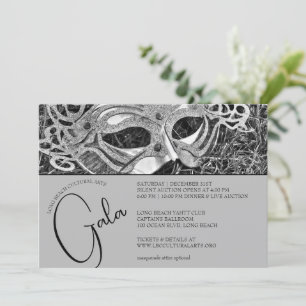 Silver Masquerade Gala Invitation