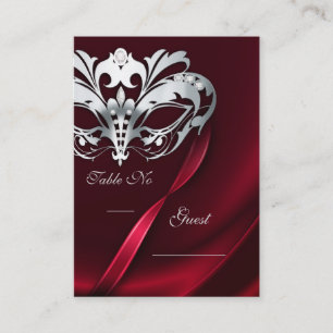 Silver Masquerade Red Jewelled Table PlaceCard