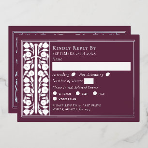 Silver Mauve Medieval Sword Wedding RSVP