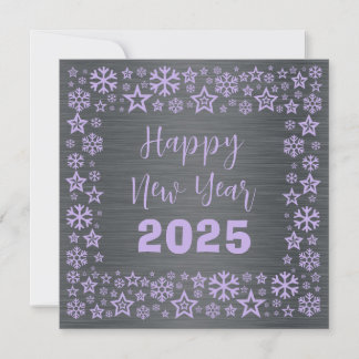 Silver mauve Square wish card with golden stars