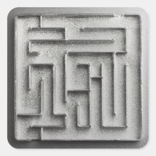 Silver maze square sticker