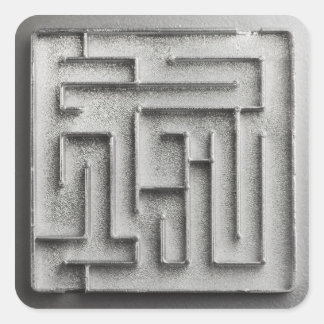 Silver maze square sticker