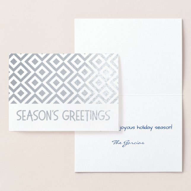 Silver Meander Pattern Season's Greetings Foil Card (Display)