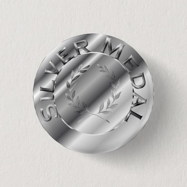 Silver Medal 3 Cm Round Badge (Front)