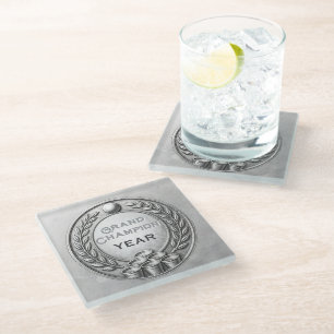 Silver Medal Beer Pong Tournament Championship Glass Coaster