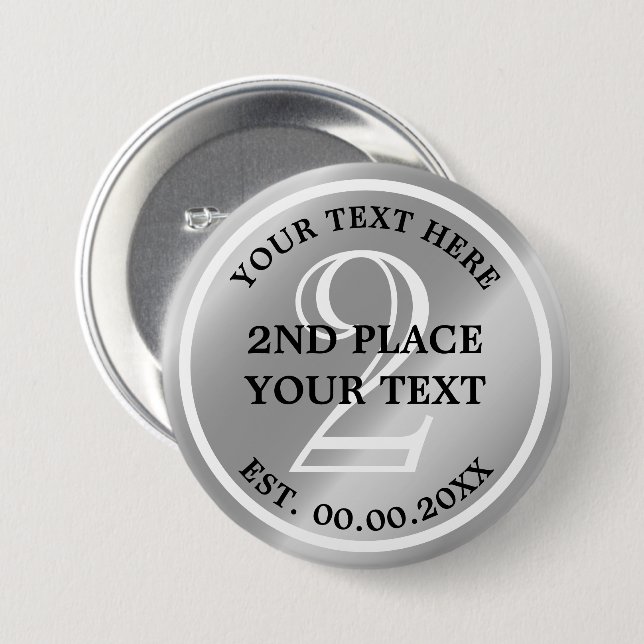 Silver Medal button for 2nd place in competition (Front & Back)