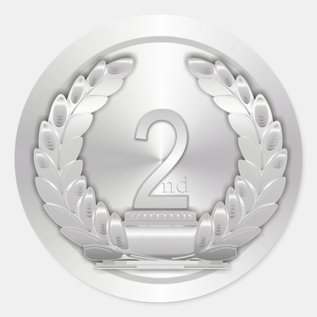 Silver Medal Classic Round Sticker (Front)