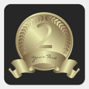 Silver Medal & Custom text Award Winner  Square Sticker