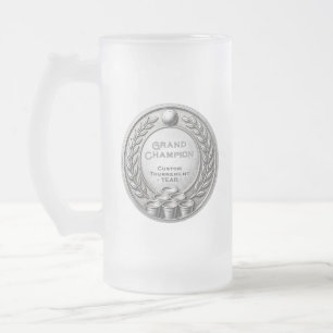 Silver Medals Beer Pong Tournament Championship Frosted Glass Beer Mug