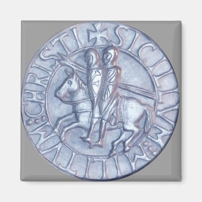 Silver Mediaeval Seal of the Knights Templar Magnet (Front)