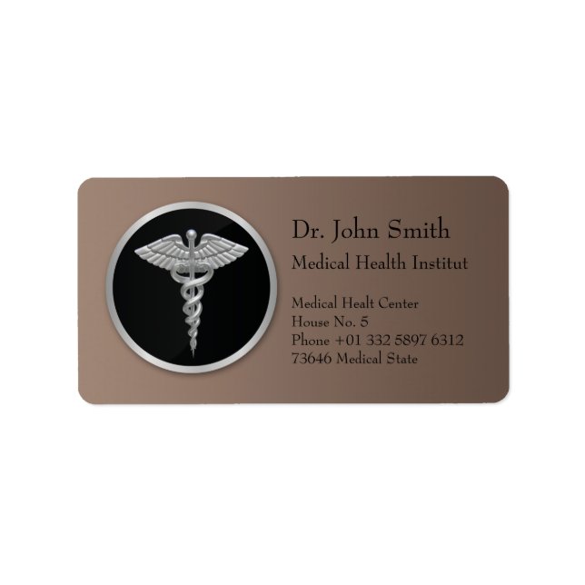 Silver Medical Caduceus - Address Label (Front)