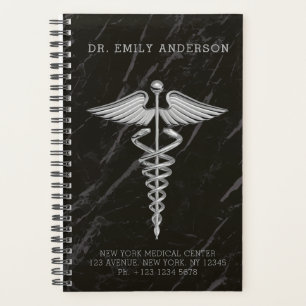 Silver Medical Caduceus Appointment Book Planner