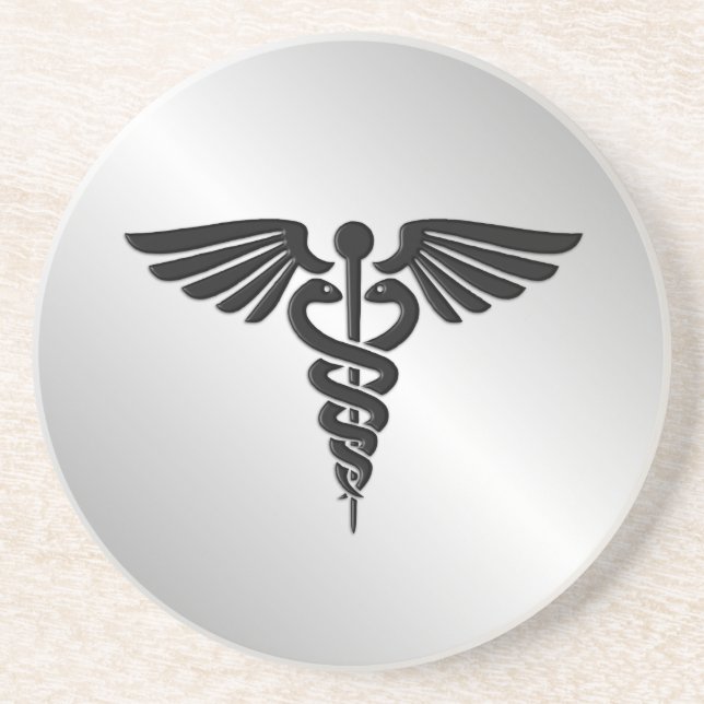 Silver Medical Caduceus Coaster (Front)