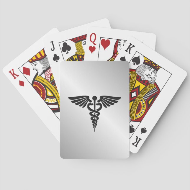 Silver Medical Caduceus Playing Cards (Back)