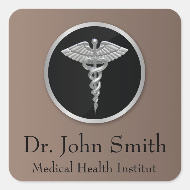 Silver Medical Caduceus - Sticker (Front)