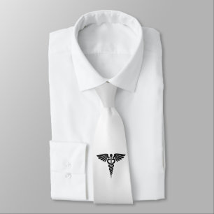 Silver Medical Caduceus Tie