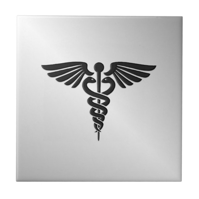 Silver Medical Caduceus Tile (Front)