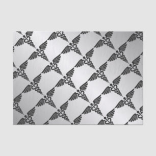 Silver Medical Caduceus Tissue Paper
