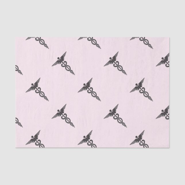 Silver Medical Caduceus Tissue Paper (Front)