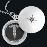Silver Medical Symbol Caduceus - Personalised  Locket Necklace<br><div class="desc">Personalised Nurse / Doctor Medical Symbol Caduceus Silver Necklace ready for you to personalise. ✔Note: Not all template areas need changed. 📌If you need further customisation, please click the "Click to Customise further" or "Customise or Edit Design"button and use our design tool to resize, rotate, change text colour, add text...</div>
