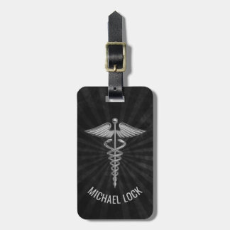 Silver Medical Symbol Personalised Nurses Doctors Luggage Tag