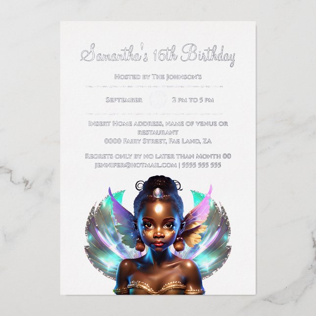 Silver melanin fairy princess enchanted real (Front)