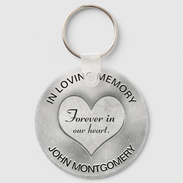 Silver Memorial Heart Key Ring (Front)