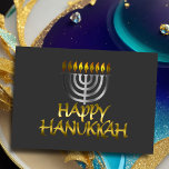 Silver Menorah Flames Happy Hanukkah Card<br><div class="desc">Holiday themed items designed by Umua. Printed and shipped by Zazzle or their affiliates.</div>
