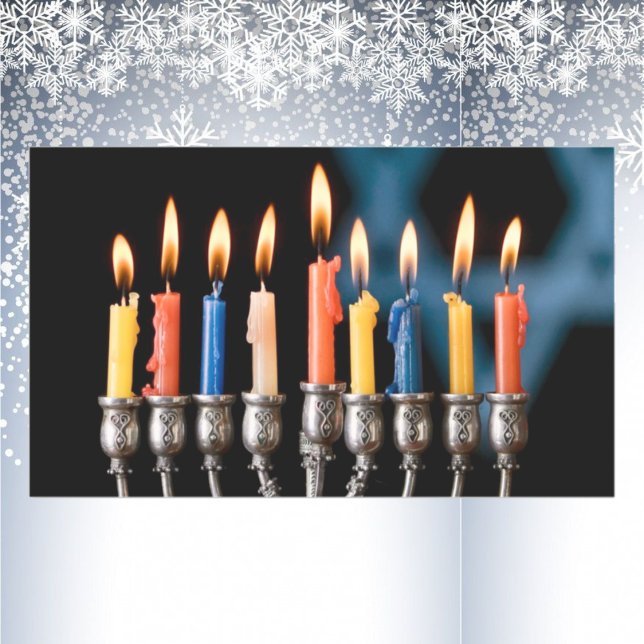 Silver Menorah Hannukah Rectangular Sticker (Creator Uploaded)