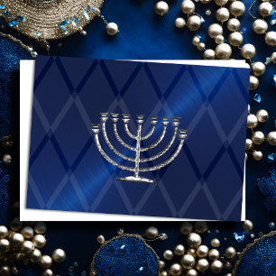 Silver Menorah Hanukkah Card