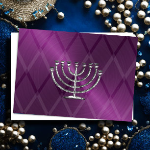 Silver Menorah Hanukkah Card