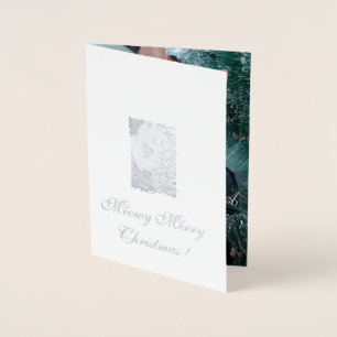 Silver Meowy Christmas, Photo Text, MakeYour Own, Foil Card