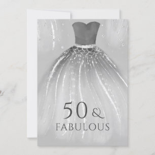 Silver Mermaid Dress 50 & Fabulous 50th Birthday Invitation