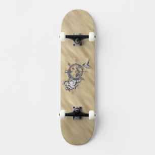 Silver Mermaid in the Sand Decor Skateboard