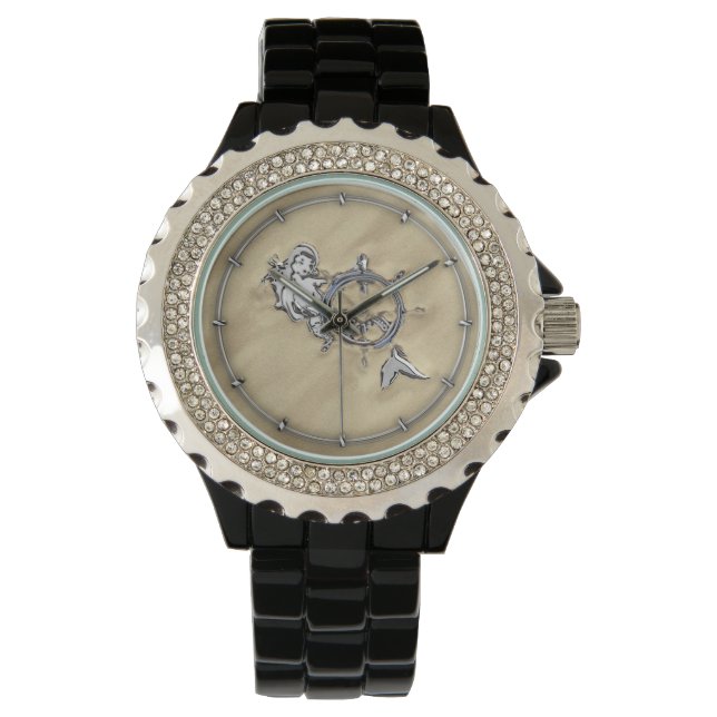 Silver Mermaid in the Sand Decor Watch (Front)