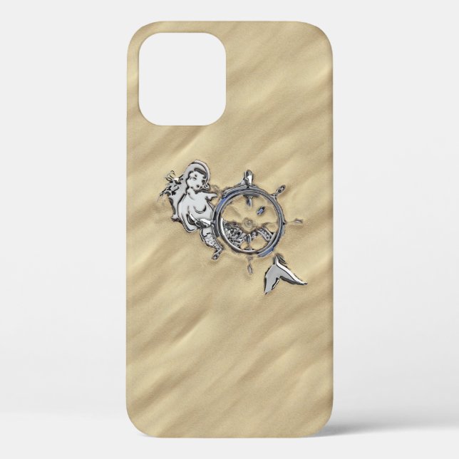 Silver Mermaid in the Sand Scene Case-Mate iPhone Case (Back)