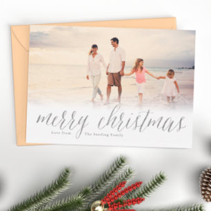 Silver Merry Christmas Glitter Look Photo Holiday 