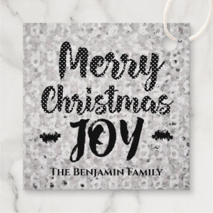 Silver Merry Christmas Joy Holidays Personalise Favour Tags