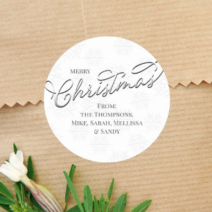 Silver Merry Christmas Personalised  Classic Round Sticker