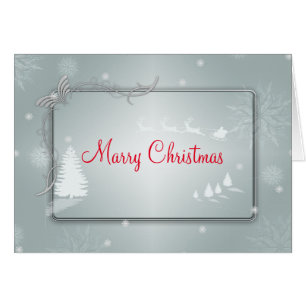 Silver Merry Christmas Tree with Raiding Reindeer