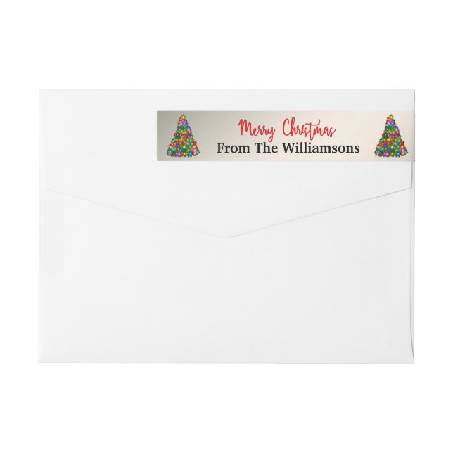 Silver Merry Christmas Trees Return Address Wrap Around Label (Back)