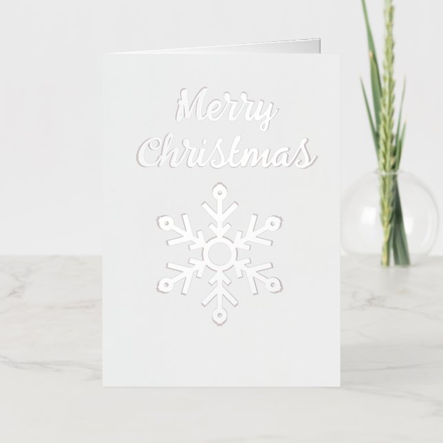 Silver Merry Christmas with Snowflake Foil Holiday Card (Front)