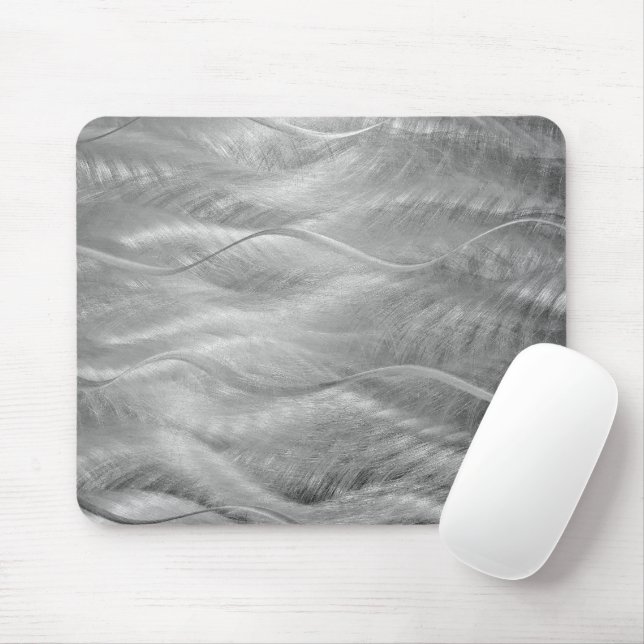 Silver Metal Abstract Mouse Mat (With Mouse)