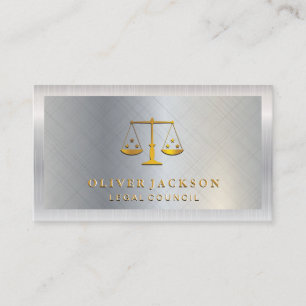 Silver Metal Brush Silver Glossy Border Business Card