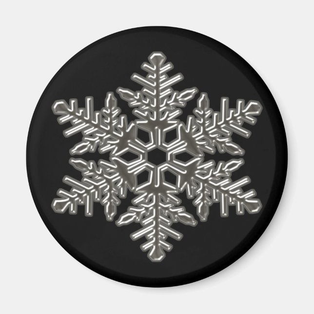Silver Metal Deco Snow Fall Snowflakes Magnet (Front)
