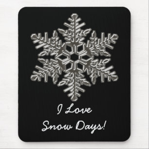 Silver Metal Deco Snow Fall Snowflakes Mouse Mat