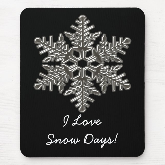Silver Metal Deco Snow Fall Snowflakes Mouse Mat (Front)
