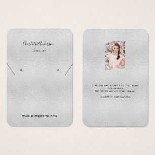 Silver metal earring jewellery photo display card