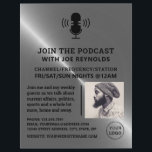 Silver Metal Effect, Podcaster, Podcast Flyer<br><div class="desc">Silver Metal Effect,  Podcaster,  Podcast Advertising Flyer by The Business Card Store.</div>