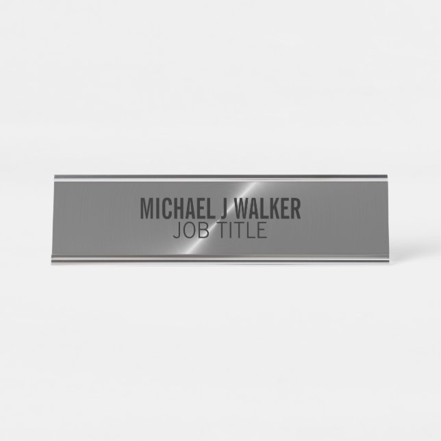 Silver Metal Effect, Professional Desk Name Plate (Front)
